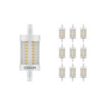 Multipack 10x Ledvance Performance LED R7s Double Ended 78mm Clear 9.5W 1055lm - 827 Extra Warm White | Dimmable - Replaces 75W